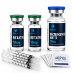 Retatrutide 10mg research peptide bundle – 2 vials and bacteriostatic water – Solatide Biosciences, not for human consumption